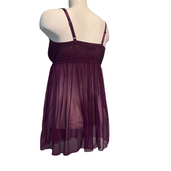 Torrid Plum Purple Sheer Mesh Lace-Up Babydoll Lingerie Size 1X Plus - Picture 9 of 9
